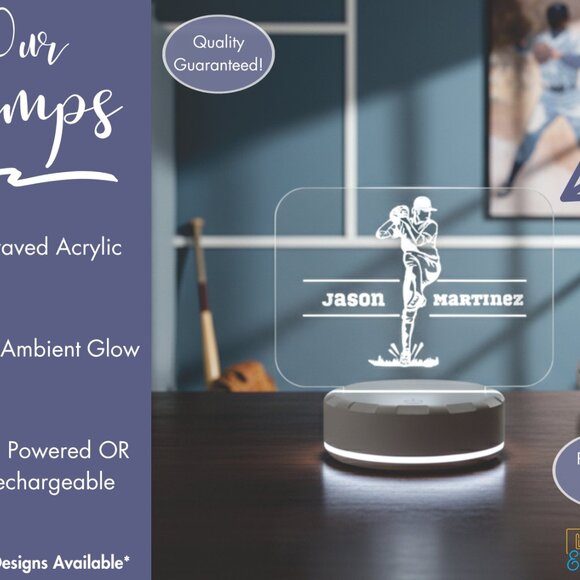 Custom LED Baseball Night Light – Great Room Decor - Picture 3 of 8